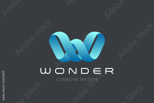 Letter W Logo Ribbon design vector Typography Font Monogram icon