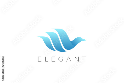 Flying Bird Logo vector. Dove Swan Cosmetics Fashion Luxury