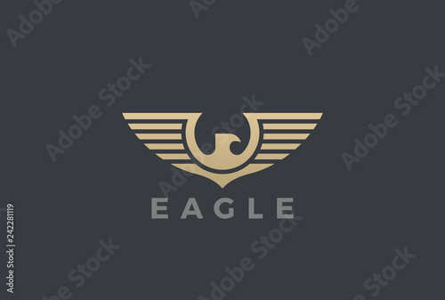 Eagle Wings Logo design vector Heraldic. Falcon Hawk Flying icon