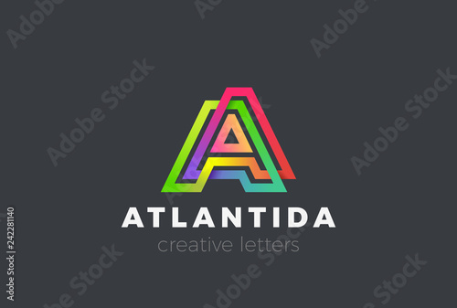 Letter A Logo Font design vector Linear. Monogram Logotype icon