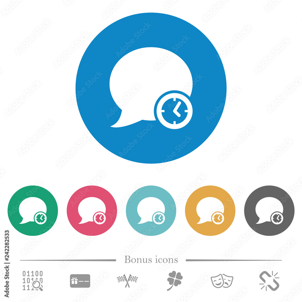 Blog comment time flat round icons