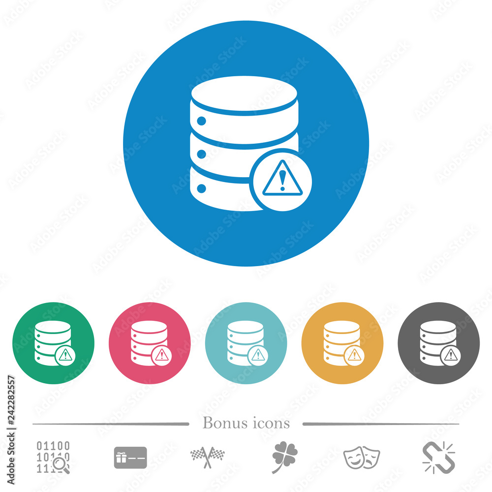 Database error flat round icons