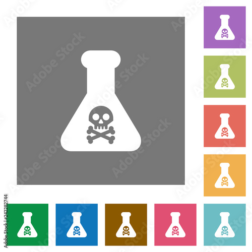 Dangerous chemical experiment square flat icons