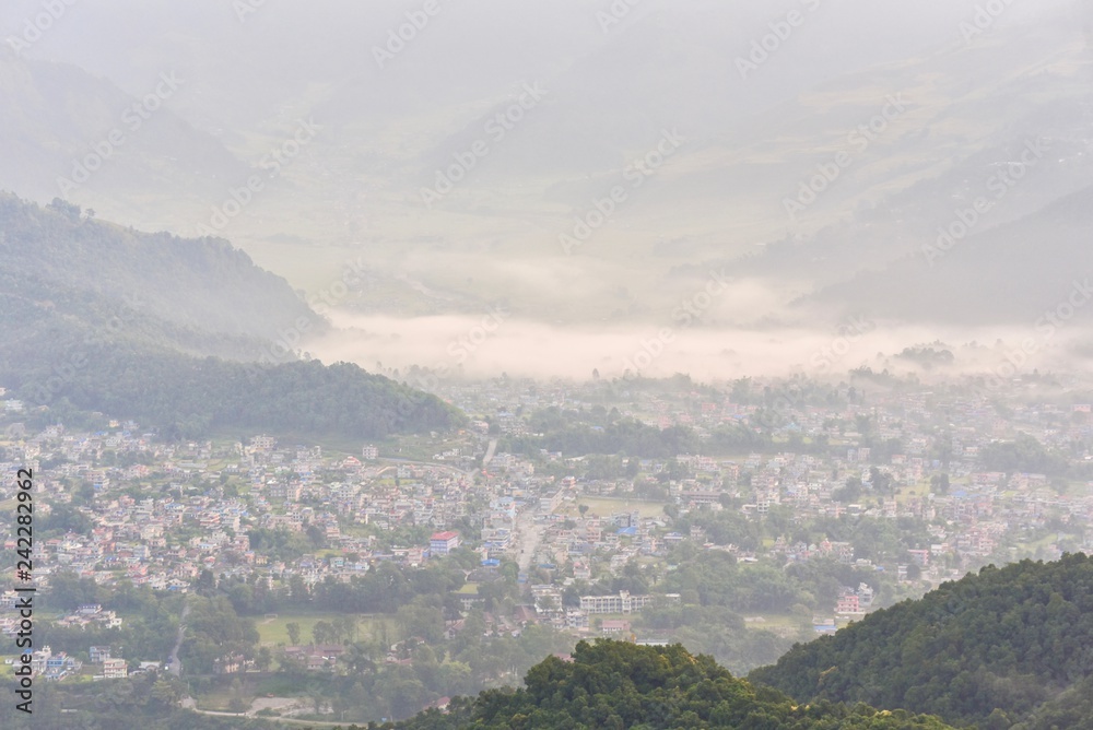 View of Pokhara City From Sarangkot Hill During Sunrise