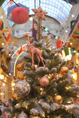 christmas giraffe on a christmas tree