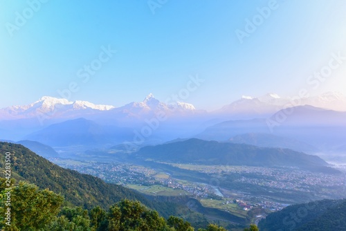 View of the Pokhara Valley and Annapurna Mountain Range from Sarangkot Hill