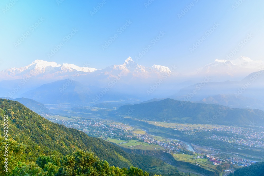 Himalayas Mountain Range and Pokhara Valley from Sarangkot Hill