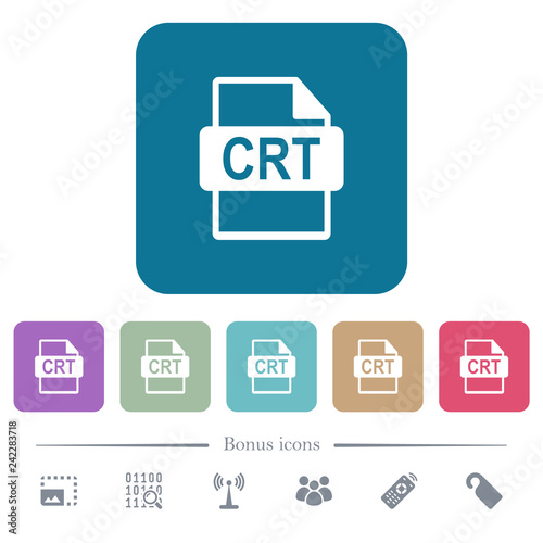 Free Download CRT file format flat icons on color rounded square backgrounds - GFXLoad