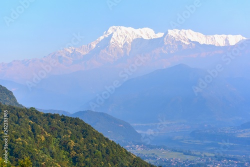 Nature Scenery of Annapurna Mountain Range During Sunrise