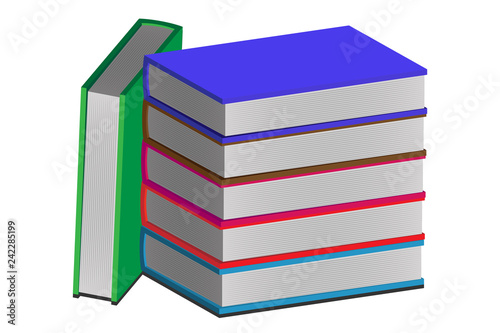 Libros apilados uno encima de otro.