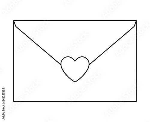 Line art black and white love letter