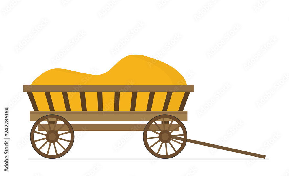 Flat illustration of wooden cart vector