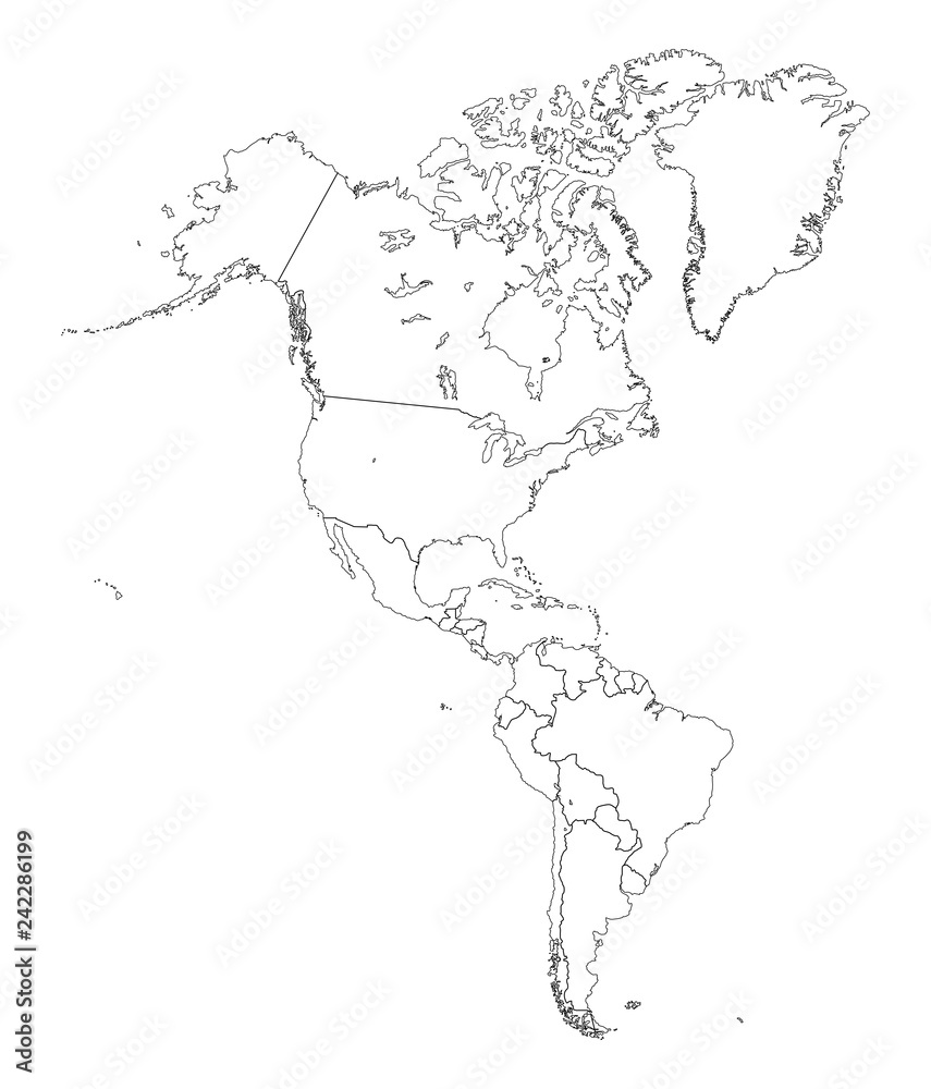 Outline map of Americas