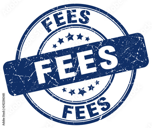 fees blue grunge stamp