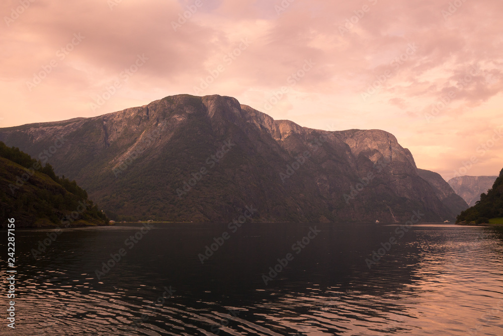 Aurlandsfjorden and Nærøyfjord, two of the most remarkable arms of the Sognefjorden (Fjord of Dreams) at Norway.