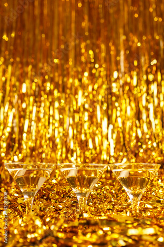 Glasses of champagne for the new year and christmas
