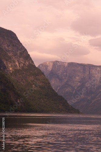 Aurlandsfjorden and Nærøyfjord, two of the most remarkable arms of the Sognefjorden (Fjord of Dreams) at Norway. photo