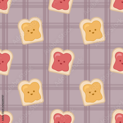 Slice of bread toast with honey and jam pattern