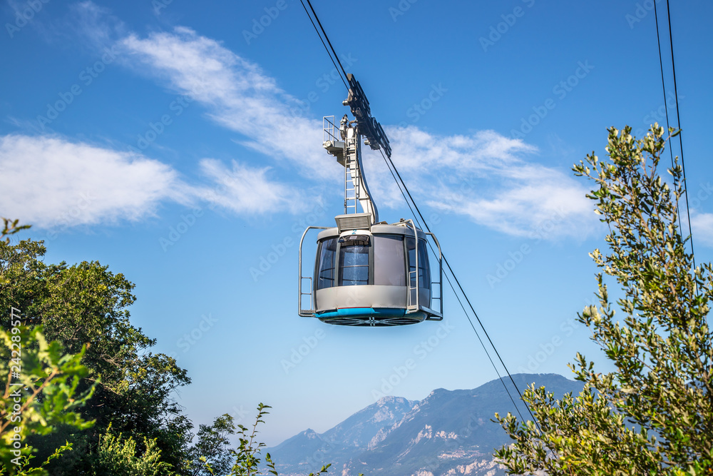 Cable car on a beautiful summer day, landscape monte baldo, lago di garda - obrazy, fototapety, plakaty 