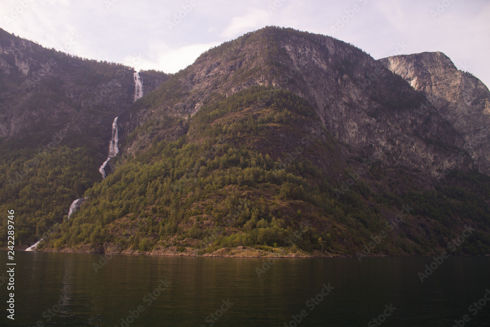 Aurlandsfjorden and Nærøyfjord, two of the most remarkable arms of the Sognefjorden (Fjord of Dreams) at Norway.