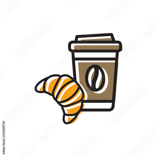 Cofee and croissant icon