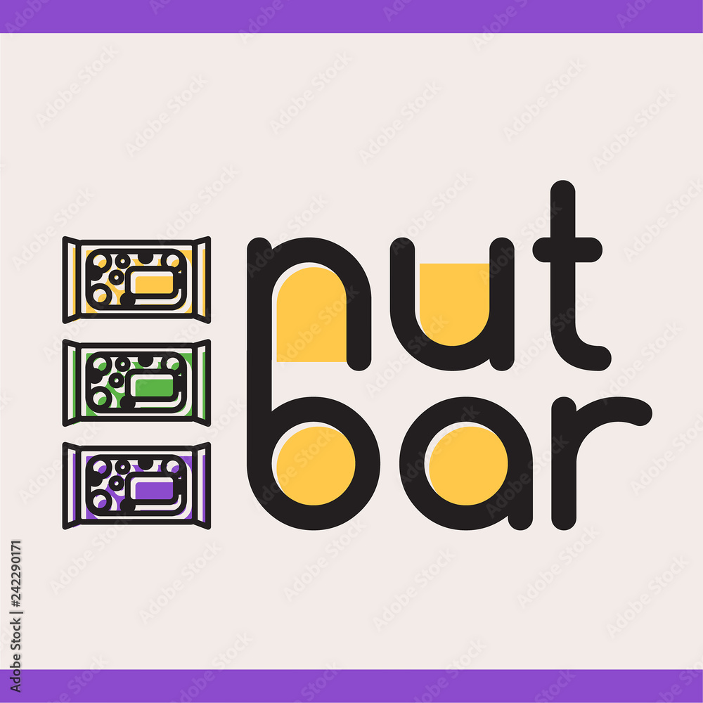 Nut bar logotype with nut snacks