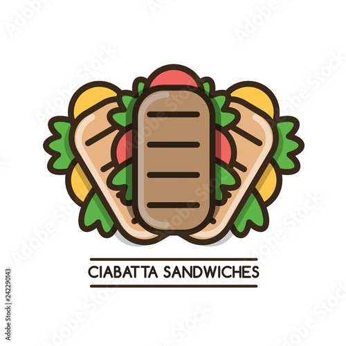 Food logotype with three ciabatta sandwiches