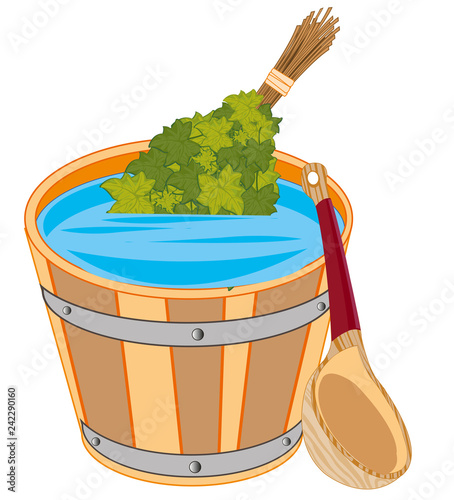 Capacity with water and besom for bank