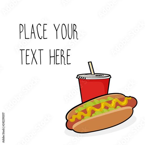 template with hotdog and red soda cup