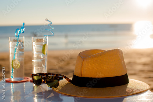 Relaxing drink on the beach