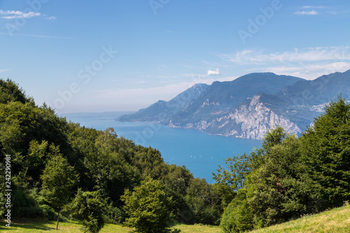 Beautiful mountain view. Monte Baldo, azure blue lago di garda and nature