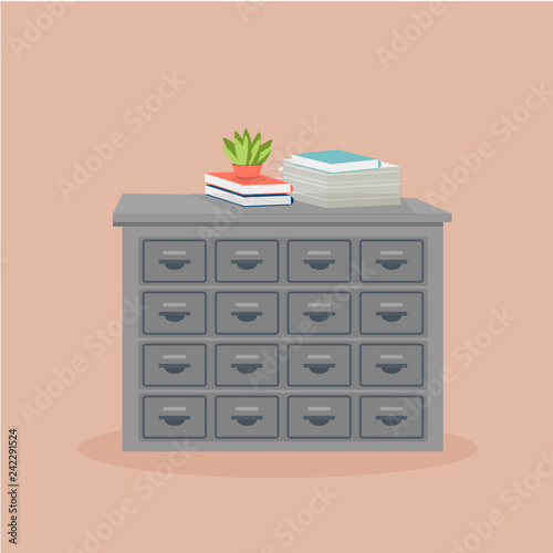  metal filing cabinet with potted plant