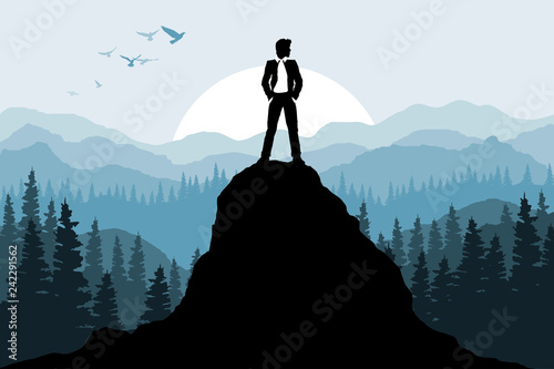 Businessman on the rock