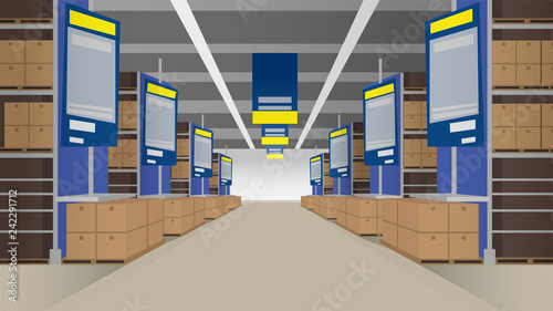 Warehouse inside with empty spaces