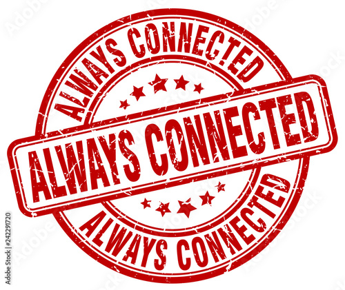 always connected red grunge stamp