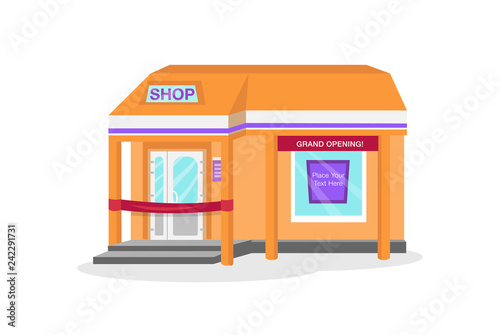  shop building with a red ribbon