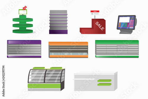 Supermarket closeup furniture