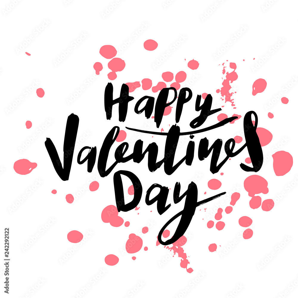 happy valentines day handwritten lettering holiday design to greeting card, poster, congratulate, calligraphy text happy valentines day handwritten lettering holiday design to greeting card, poster, congratulate, calligraphy text