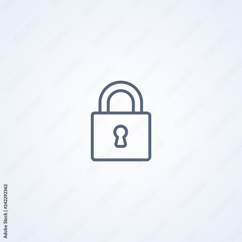 Closed lock, vector best gray line icon Closed lock, vector best gray line icon