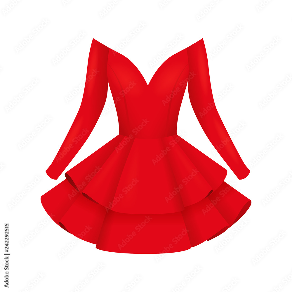 Elegant red women cocktail dresses, fashion clothes with short skirt, flat style vector illustration isolated on white background Elegant red women cocktail dresses, fashion clothes with short skirt, flat style vector illustration isolated on white background