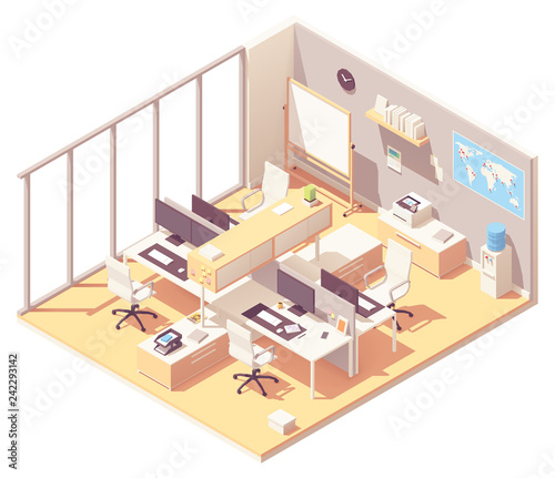 Vector Isometric office with cubicle © Taras Livyy