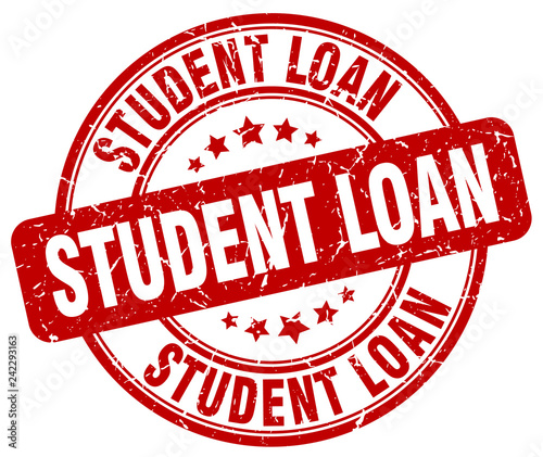 student loan red grunge round vintage rubber stamp
