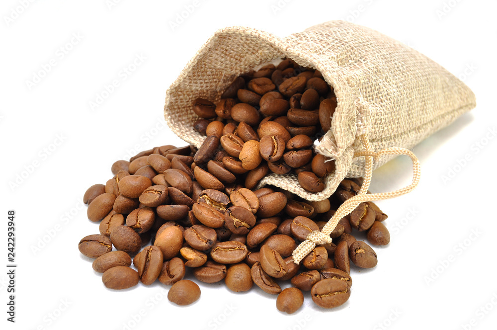 Coffee bag on white background close up Coffee bag on white background close up