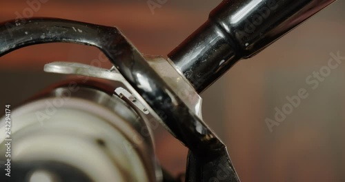 Close-Up shot of a record cylinder in a Vintage Phonograph, retro style concept.