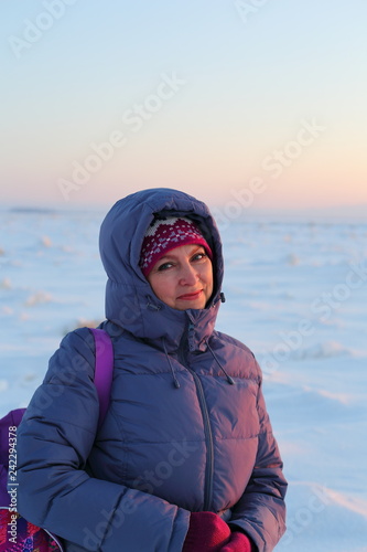 young woman in winter.