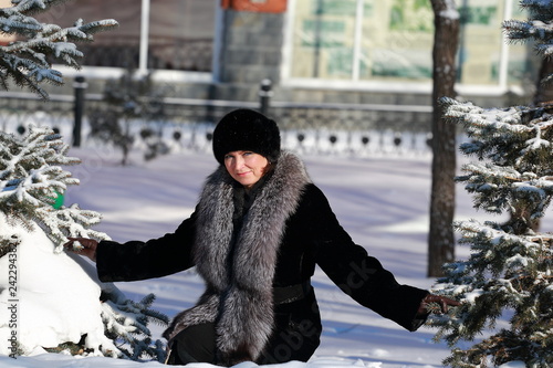 portrait of young woman in winter