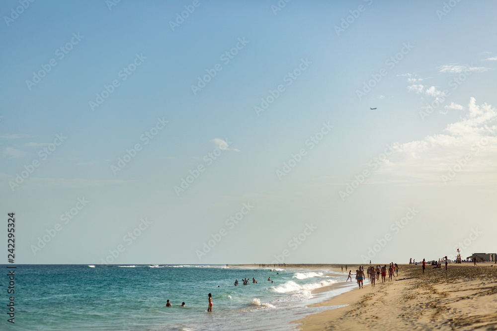 Tropical beach with turquoise ocean