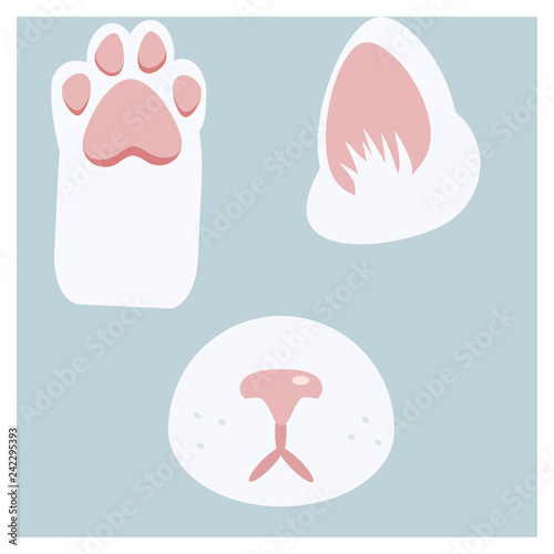 White cat body parts