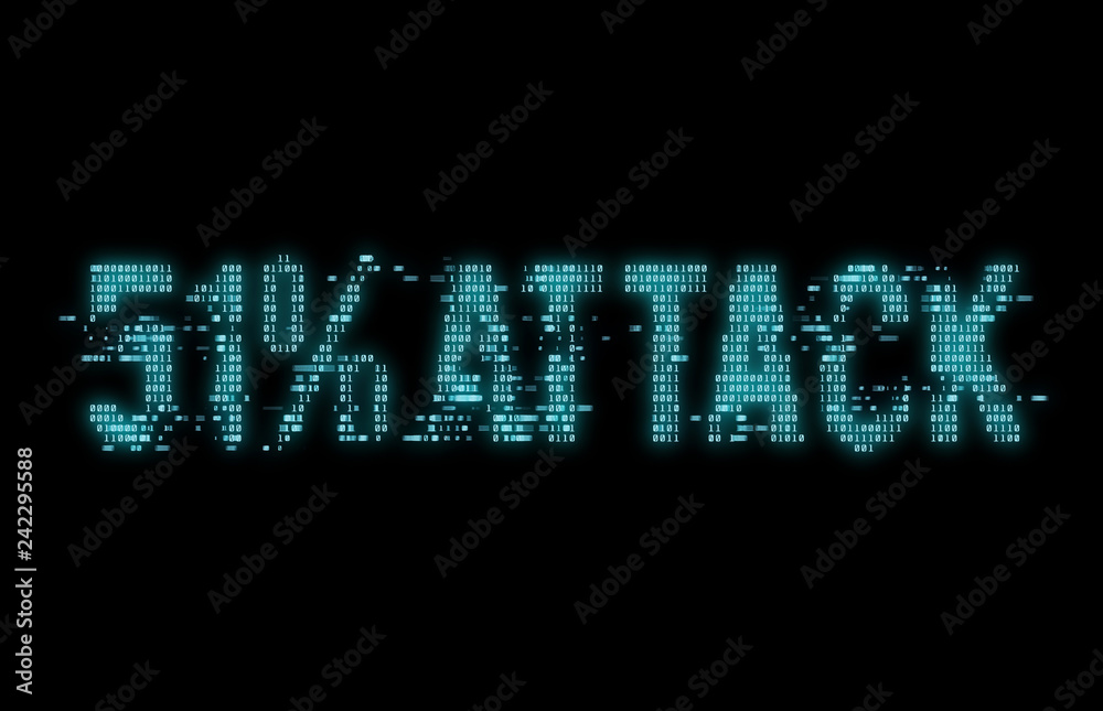 51% attack on blockchain futuristic binary text glowing in the dark