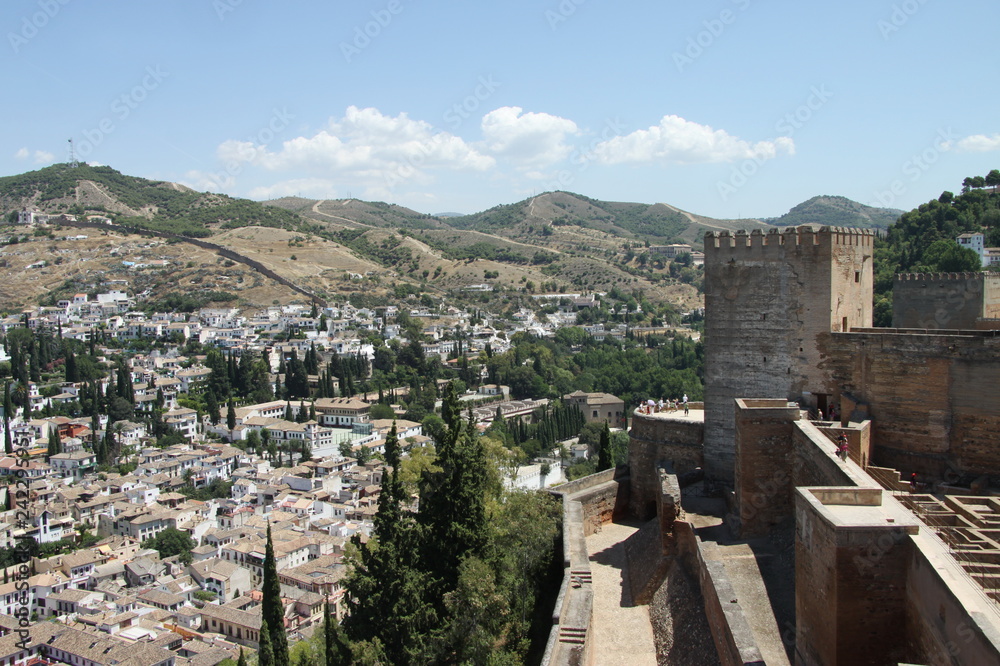 The ancient walls of the Alcazaba fortress in the Alhambra